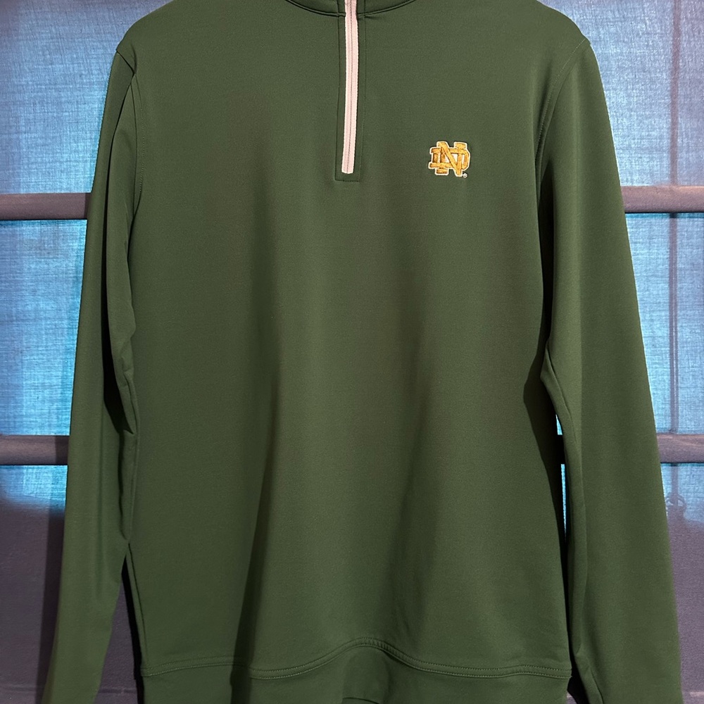 Notre Dame Peter Millar Green Zip Up Sweater Medium